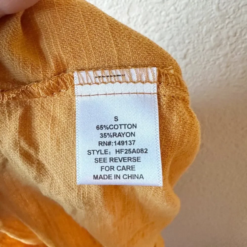 HYFVE Textured Wide Leg Overall Jumpsuit Mustard Yellow Small - Picture 9 of 10